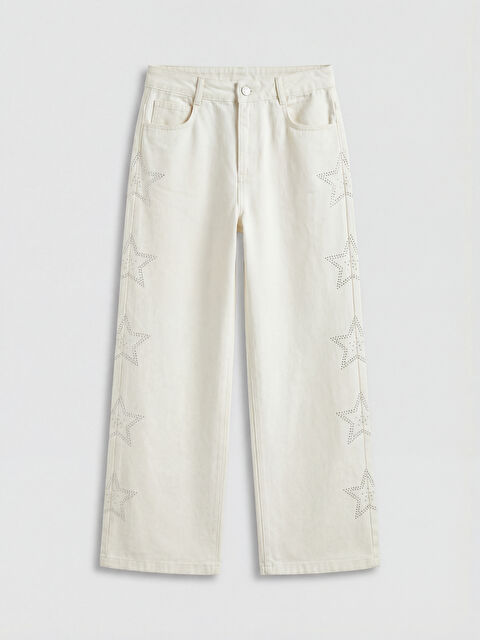 LCW Kids Wideleg Taşlı Kız Çocuk Pantolon - S6F452Z4-FRC