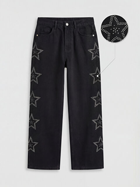 LCW Kids Wideleg Taşlı Kız Çocuk Pantolon