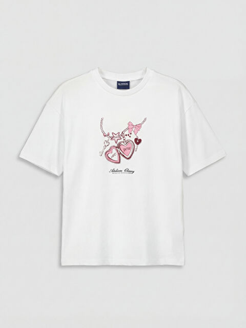 LCW Kids Girl ECRU T-Shirt - S6B457Z4-FDU