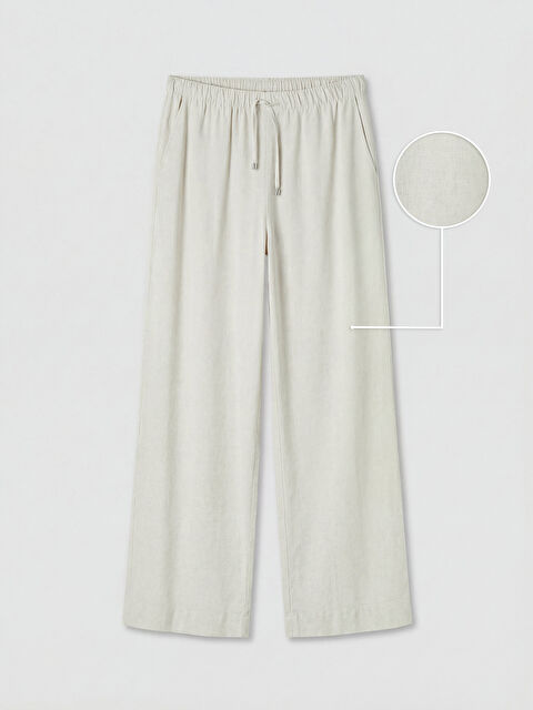 XSIDE Beli Lastikli Keten Karışımlı Kadın Pantolon