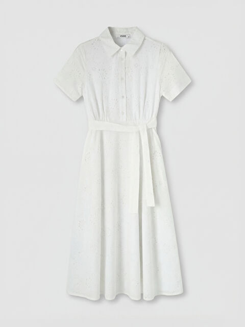 XSIDE Gömlek Yaka Ajurlu Elbise