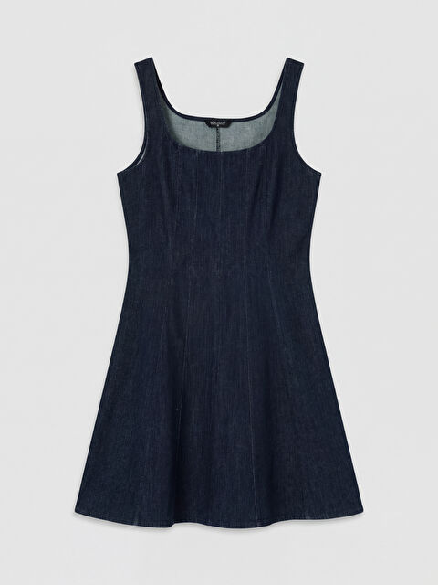 LCW Jeans Kare Yaka Peplum Mini Jean Elbise