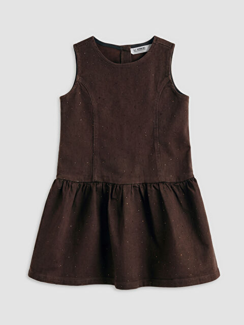 LCW Kids Bisiklet Yaka Taşlı Kız Çocuk Jean Elbise - S6E461Z4-328