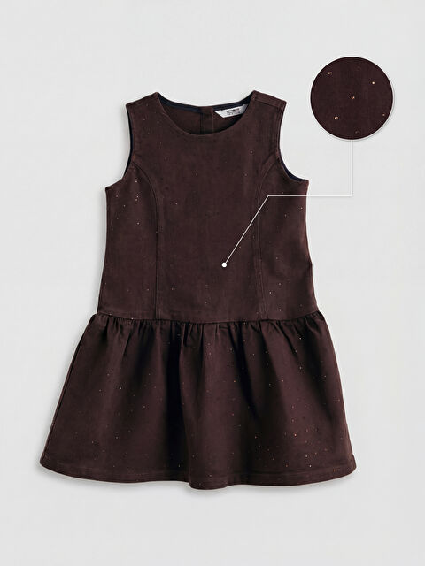 LCW Kids Bisiklet Yaka Taşlı Kız Çocuk Jean Elbise