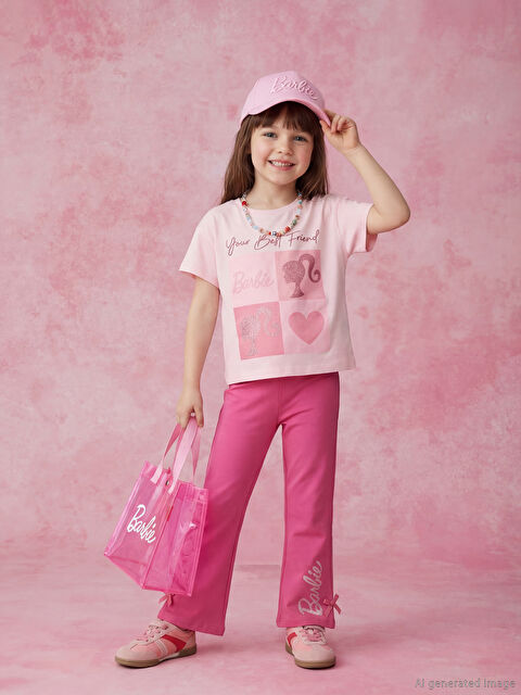 LCW Kids Barbie Baskılı İspanyol Paça Kız Çocuk Tayt	 - S6D461Z1-GZ6