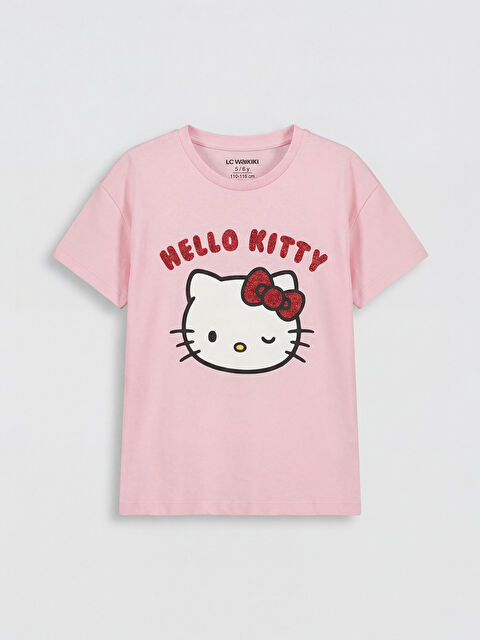 LCW Kids Bisiklet Yaka Hello Kitty Baskılı Kız Çocuk Tişört - S6C461Z1-FYX