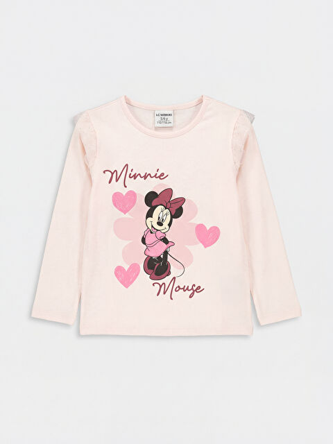 LCW Kids Bisiklet Yaka Minnie Mouse Baskılı Kız Çocuk Bluz - S6F462Z1-FSM
