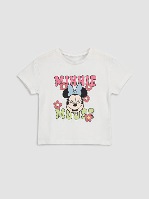 LCW baby Bisiklet Yaka Minnie Mouse Baskılı Kız Çocuk Tişört - S6D463Z1-R9J