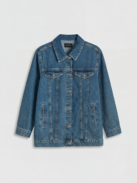 LCW EVERYDAY Gömlek Yaka Oversize Kadın Jean Ceket