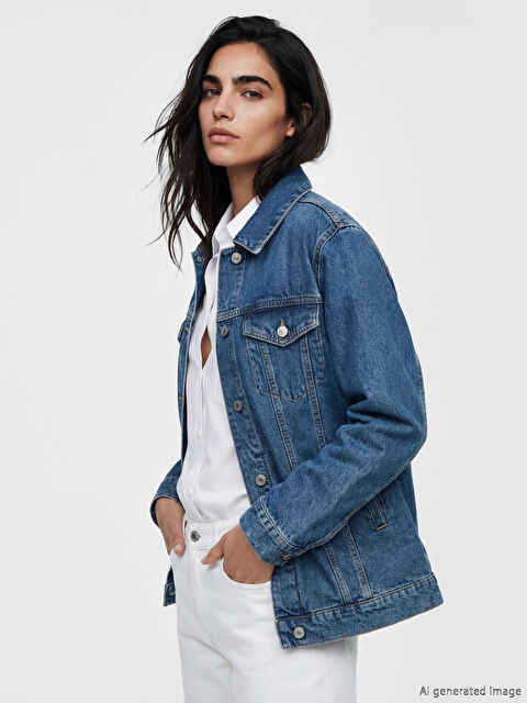 LCW EVERYDAY Gömlek Yaka Oversize Kadın Jean Ceket