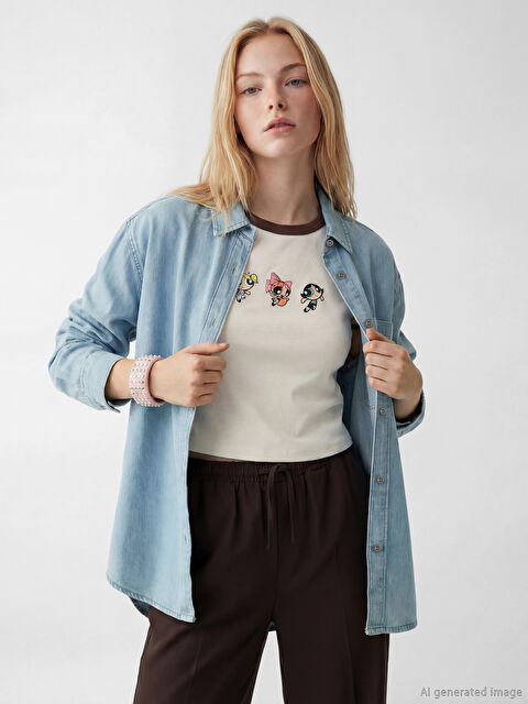 XSIDE Oversize Kadın Jean Gömlek