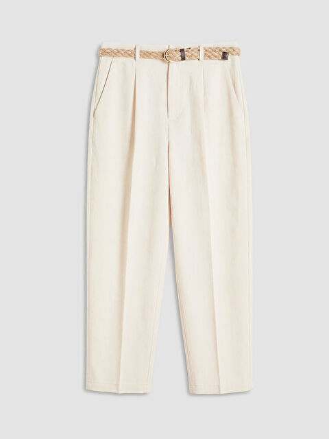 LCW Vision Beli Kemerli Havuç Kesim Pileli Kadın Pantolon - S6B466Z8-ZU9