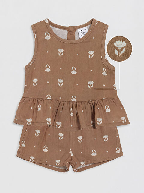 LCW baby Çiçekli Kız Bebek Bluz ve Şort Takım