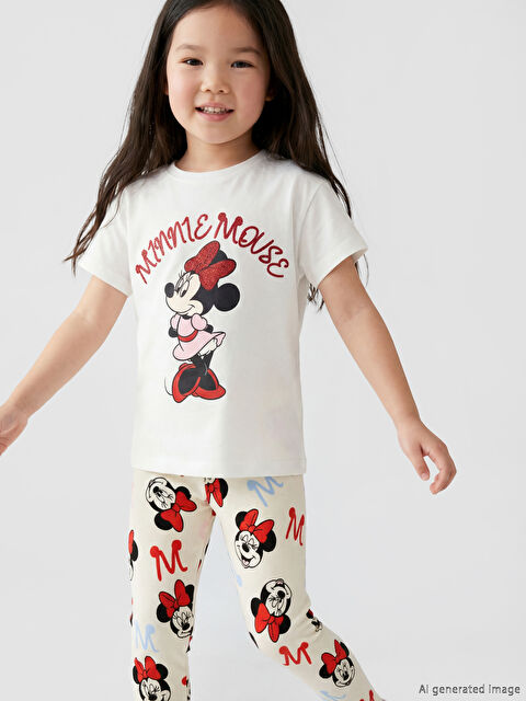 LCW Kids Minnie Mouse Baskılı Kız Çocuk Tişört