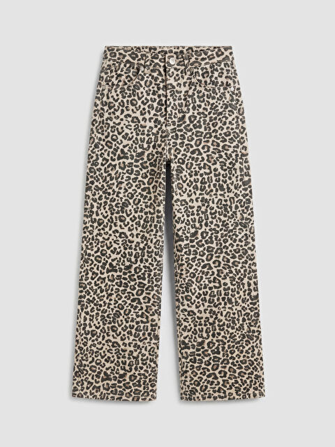 LCW Kids Wideleg Leopar Desenli Kız Çocuk Pantolon - S6F472Z4-LQB