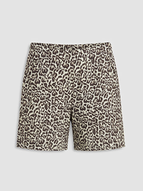 LCW EVERYDAY Beli Lastikli Leopar Desenli Kadın Şort