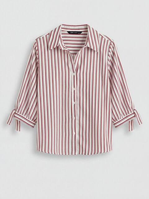 LCW STUDIO Kolu Bağlamalı Çizgili Kadın Gömlek - S6B488Z8-E48