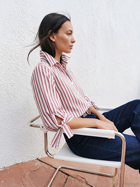 LCW STUDIO Kolu Bağlamalı Çizgili Kadın Gömlek