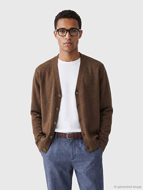 LCW Vision Standart Kalıp V Yaka Erkek Triko Hırka - S6E489Z8-DKN