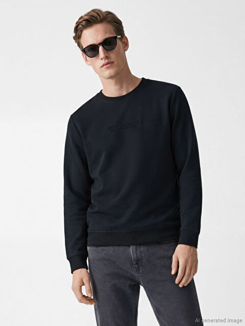 SOUTHBLUE Bisiklet Yaka Nakışlı Erkek Sweatshirt - S6B490Z8-41F