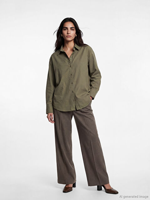 LCW Vision Yüksek Bel Çizgili Kadın Pantolon - S6F499Z8-LGE