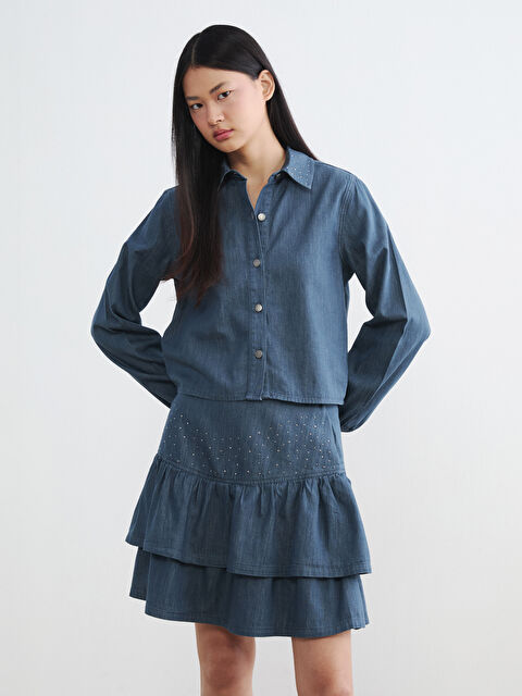 Natuvera Taşlı Kadın Jean Gömlek - S6D500Z8-ZZK