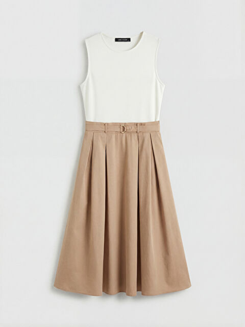 LCW Vision Bisiklet Yaka Kemerli Pileli Elbise - S6C503Z8-R9J