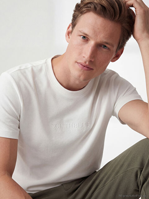 SOUTHBLUE Bisiklet Yaka Kabartma Yazılı Erkek Tişört - S6C504Z8-R9J