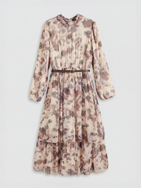 LCW EVERYDAY Dik Yaka Desenli Katkat Elbise - S6C505Z8-F9C