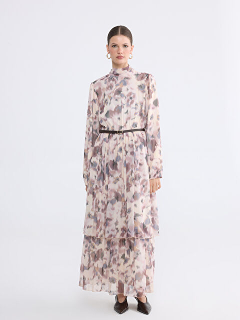 LCW EVERYDAY Dik Yaka Desenli Katkat Elbise - S6C505Z8-F9C