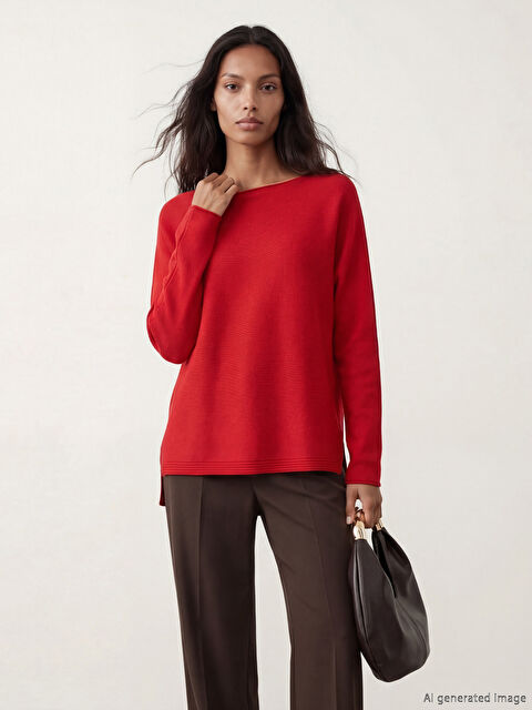 LCW Vision Kayık Yaka Kadın Triko Kazak - S6ON30Z8-CSG