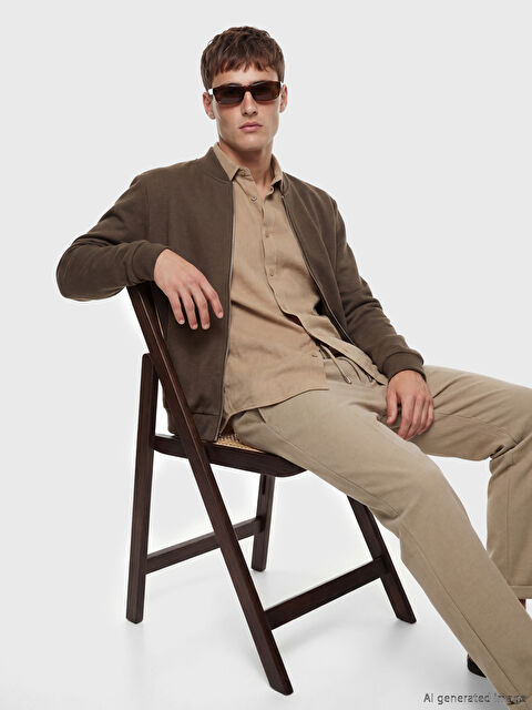 LCW Vision Dik Yaka Erkek Fermuarlı Sweatshirt - S6D521Z8-KHH