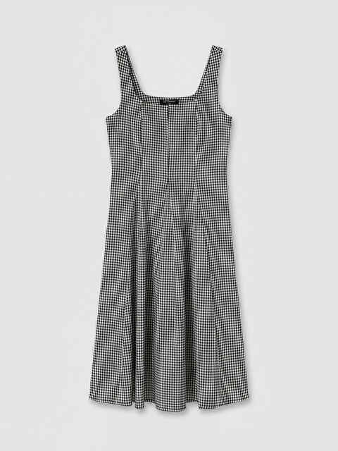 LCW Comfort Kare Yaka Ekose Belden Oturtmalı Elbise