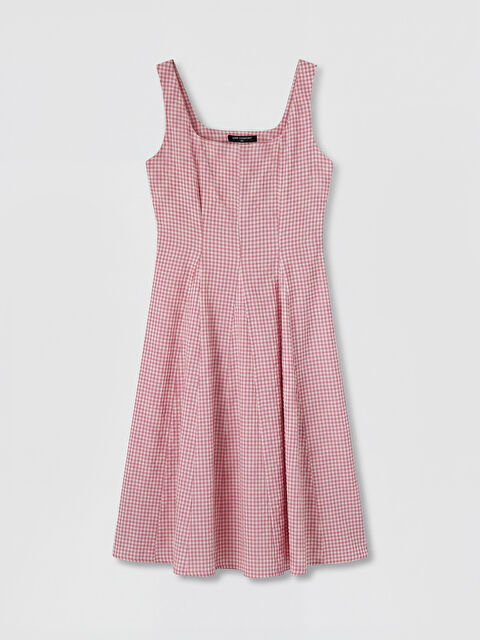 LCW Comfort Kare Yaka Ekose Belden Oturtmalı Elbise