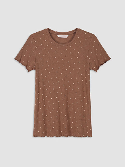 LCW DREAM Bisiklet Yaka Kalp Desenli Kadın Pijama Üstü