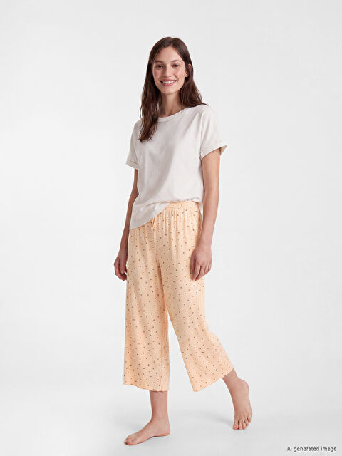 LCW DREAM Beli Lastikli Desenli Kadın Kapri Pijama Altı