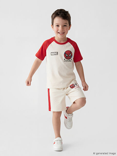 LCW Kids Spider-Man Baskılı Erkek Çocuk Tişört ve Şort