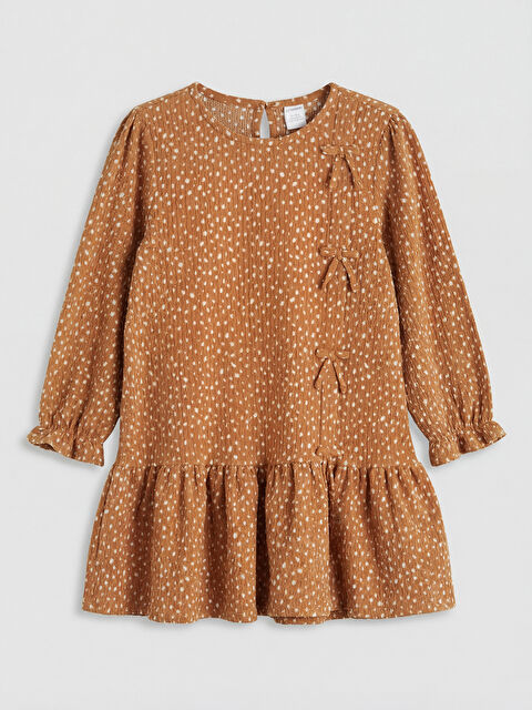 LCW Kids Bisiklet Yaka Fiyonk Detaylı Kız Çocuk Elbise - S6E531Z1-LQY