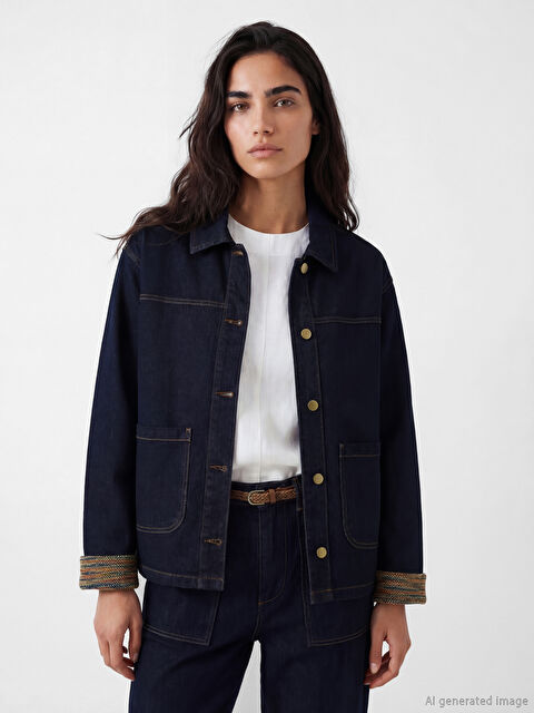 Natuvera Gömlek Yaka Kadın Jean Ceket - S6B532Z8-YZA