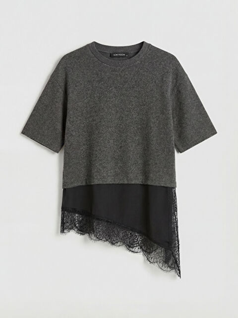 LCW Vision Bisiklet Yaka Asimetrik Kesim Kadın Triko Kazak	 - S6E534Z8-12M