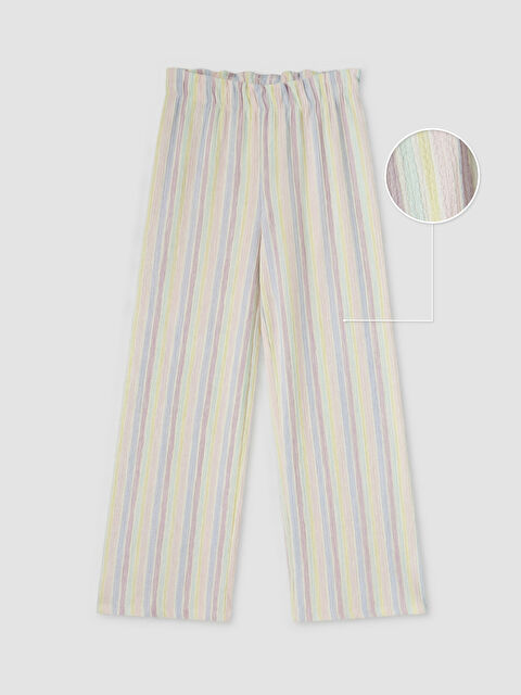 LCW Kids Beli Lastikli Çizgili Kız Çocuk Pantolon