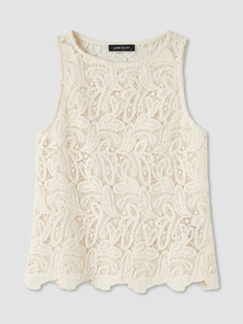 LCW Vision Bisiklet Yaka Dantelli Bluz