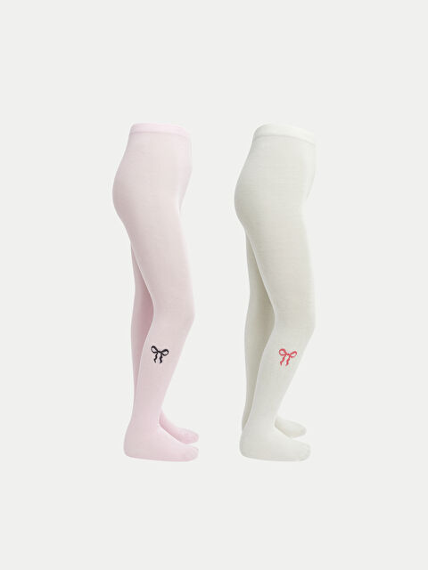 LCW Kids Fiyonk Desenli Kız Çocuk Külotlu Çorap 2'li - S6F546Z4-J3N