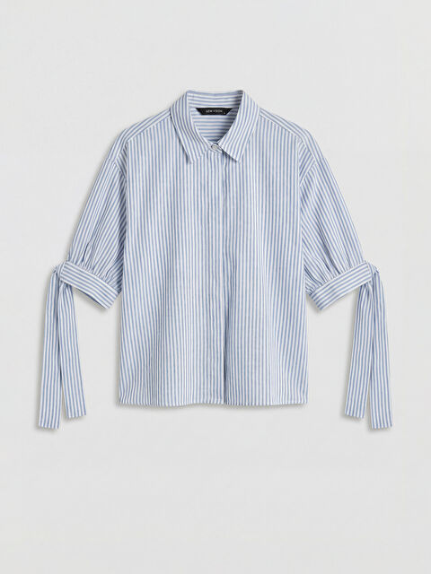 LCW Vision Kolları Bağlamalı Çizgili Kadın Gömlek - S6C546Z8-LEN