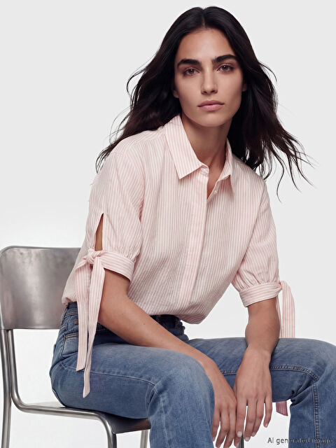 LCW Vision Fiyonklu Çizgili Kadın Gömlek - S6C546Z8-E53