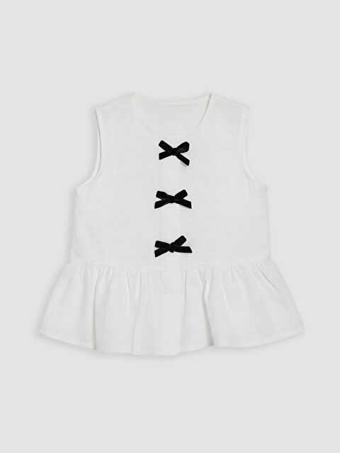 LCW Kids Fiyonk Detaylı Fırfırlı Kız Çocuk Gömlek