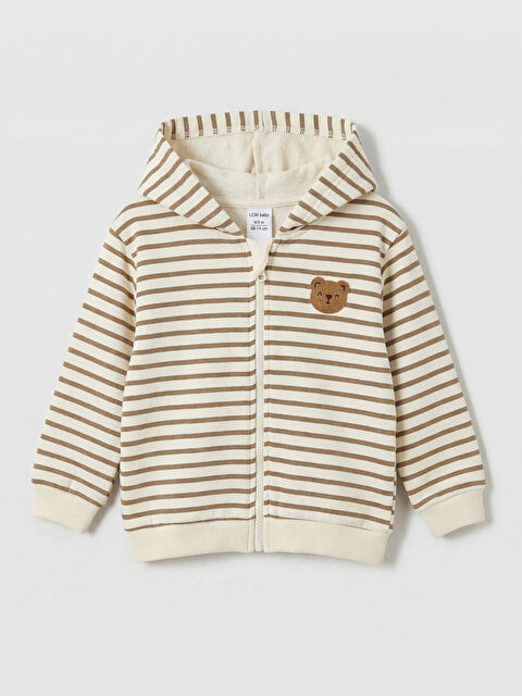 LCW baby Kapüşonlu Çizgili Erkek Bebek Fermuarlı Sweatshirt - S6E555Z1-LE8