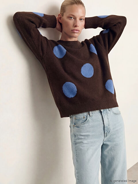 LCW Vision Bisiklet Yaka Puantiyeli Kadın Triko Kazak - S6ON34Z8-D2N