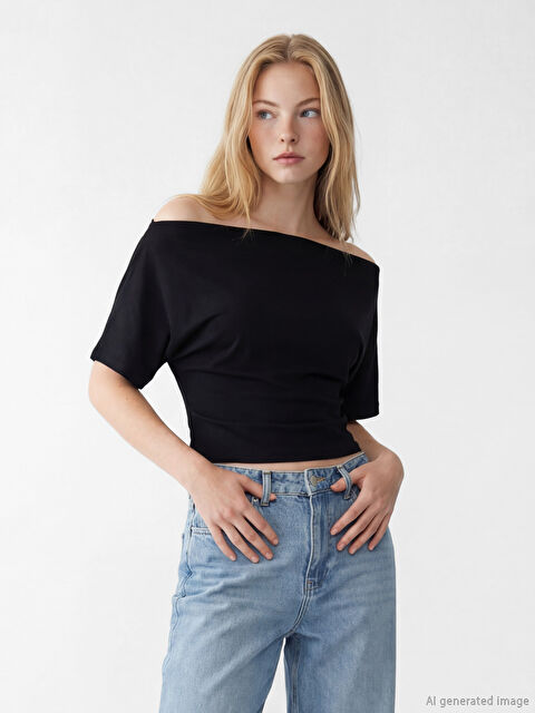 XSIDE Dökümlü Yaka Büzgülü Bluz