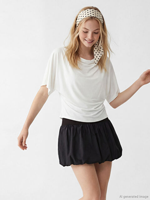 XSIDE Dökümlü Yaka Büzgülü Bluz